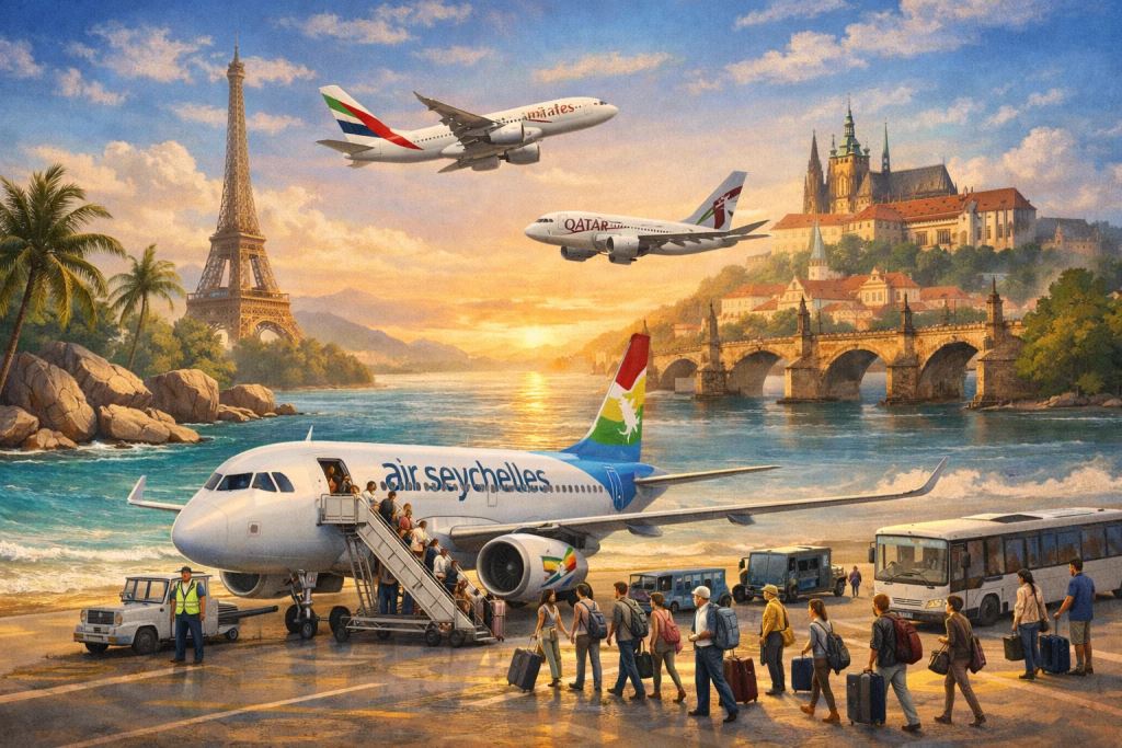Die Seychellen führen Sonderflüge nach Paris und Prag ein, während Luftraumsperrungen im Persischen Golf Reisen stören