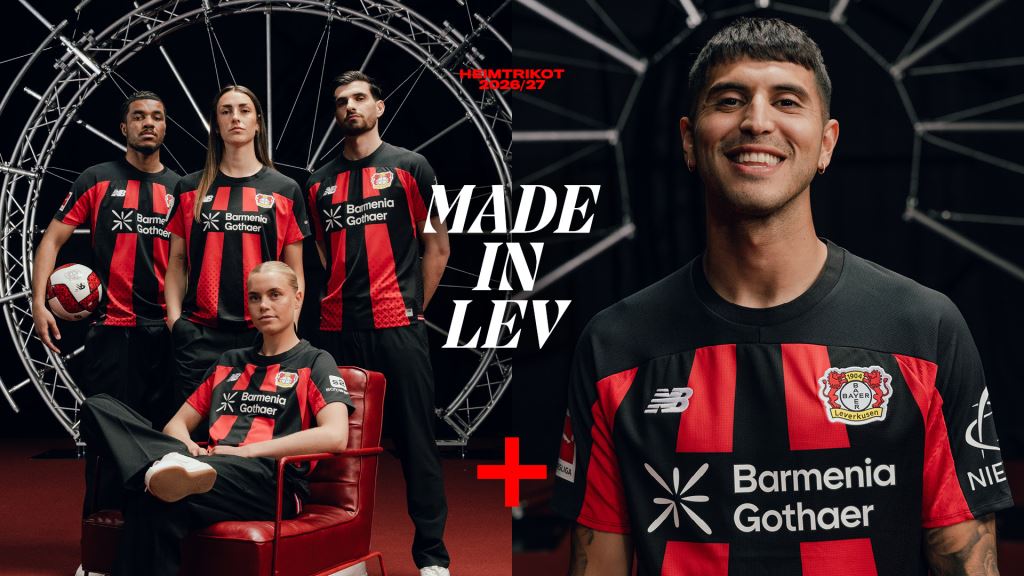 Bayer 04 prezentuje domową koszulkę 2026/27 z klasycznymi czerwono-czarnymi pasami i detalami BayAreny
