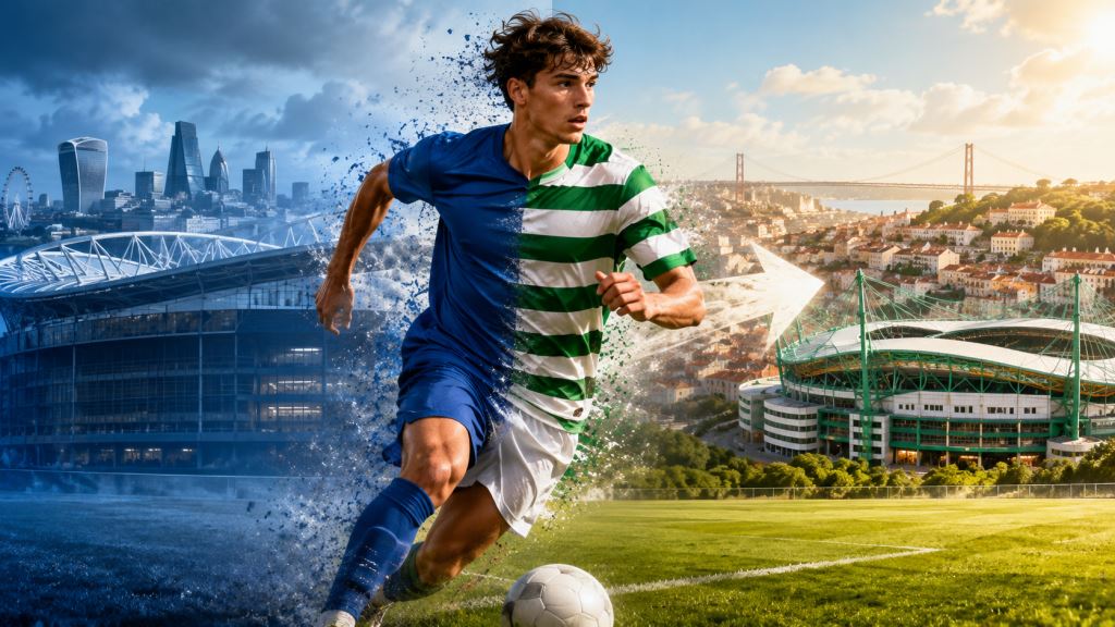 ilustracja AI: Jesse Derry z Chelsea do Sportingu: wypożyczenie do Lizbony jako ważny test młodego skrzydłowego w 2026