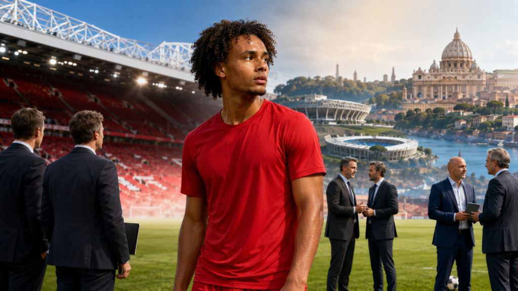 KI-Illustration: Juventus vorn bei Joshua Zirkzee, Roma und Como im Rennen um eine mögliche Rückkehr des Stürmers in die Serie A