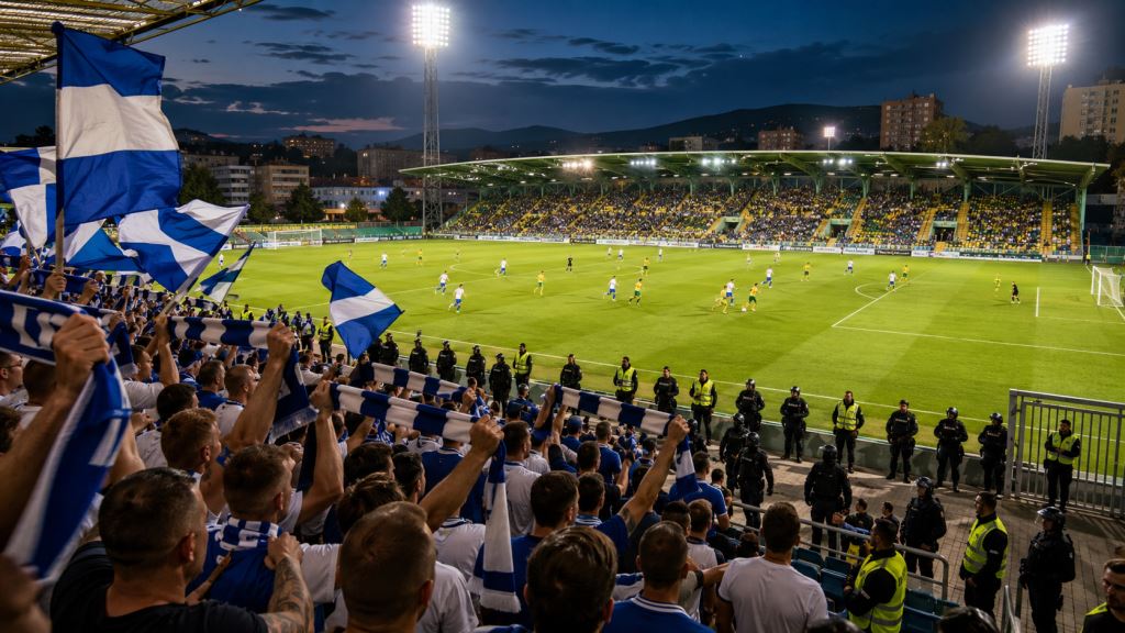 ilustración con IA: Hajduk viaja a Žilina con ventaja de 2-0 y el apoyo de 1460 aficionados para avanzar en la Liga Europa