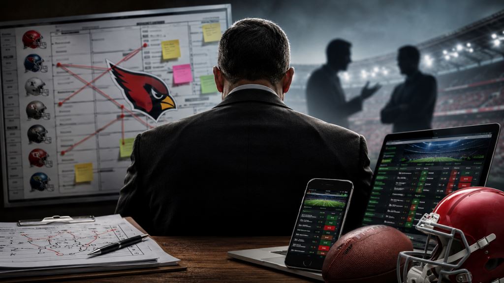 ilustracja AI: NFL bezterminowo zawiesza Ryana Golda z Arizona Cardinals za zakłady i poufne informacje o drafcie 2026