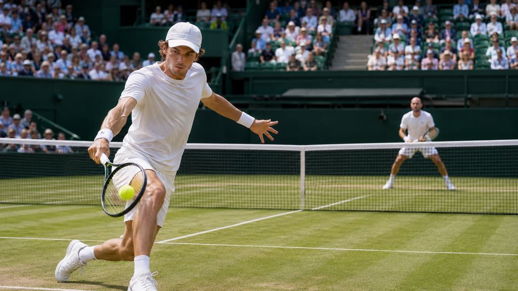 ilustracja AI: De Minaur pokonał Mannarino i awansował do finału Libéma Open po serii dziesięciu wygranych gemów w Rosmalen