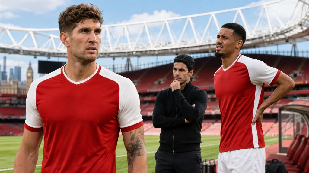 ilustración con IA: Arsenal valora a John Stones mientras la lesión de William Saliba complica los planes defensivos antes del nuevo curso