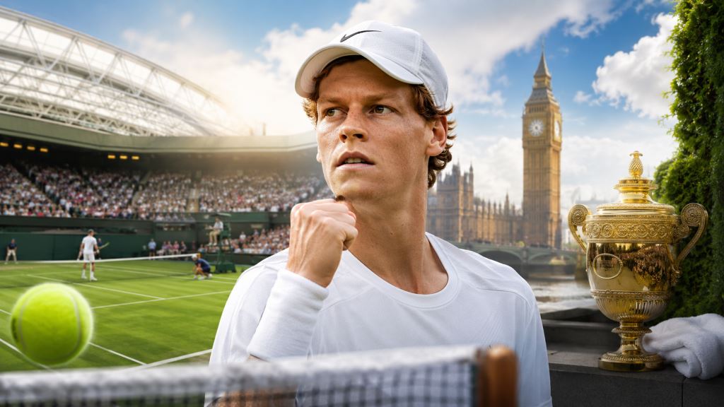 KI-Illustration: Jannik Sinner peilt in London den Wimbledon-Reset 2026 nach Roland-Garros und unerwarteter Pause auf Gras an