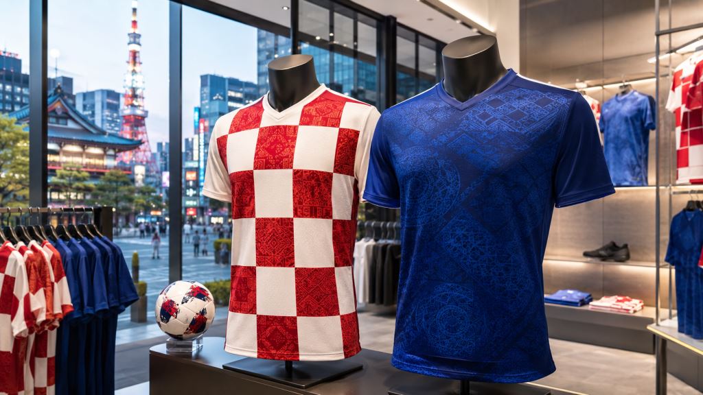 KI-Illustration: Kroatiens neue Trikots vor der offiziellen HNS- und Adidas-Premiere im September 2026 in Tokio enthüllt