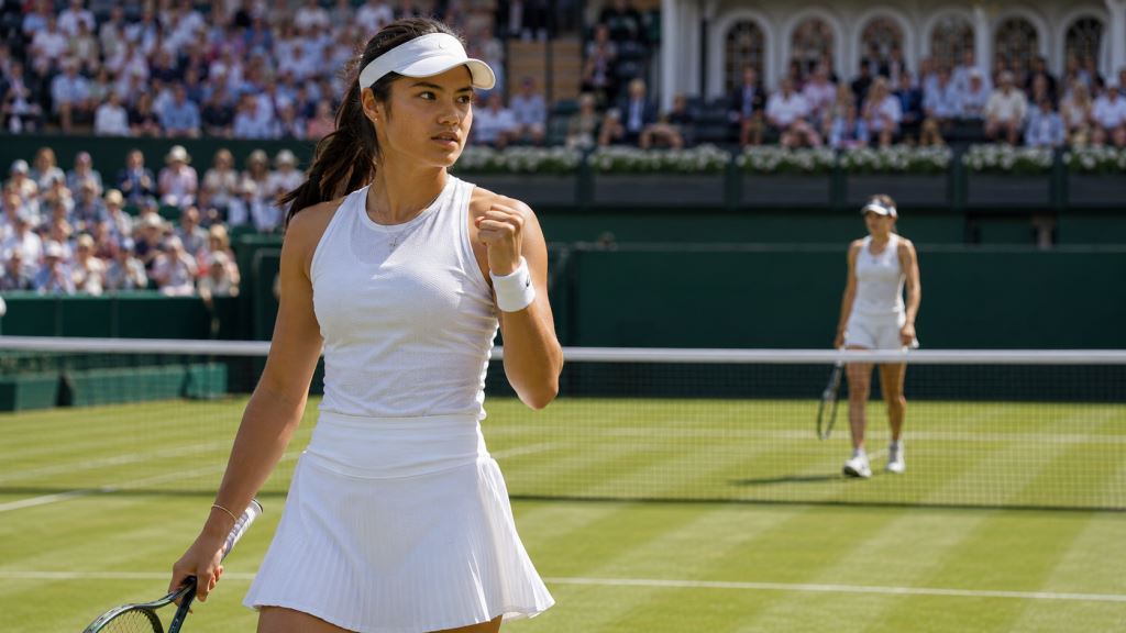 illustration IA: Emma Raducanu domine Sorana Cirstea et file en quart de finale au HSBC Championships