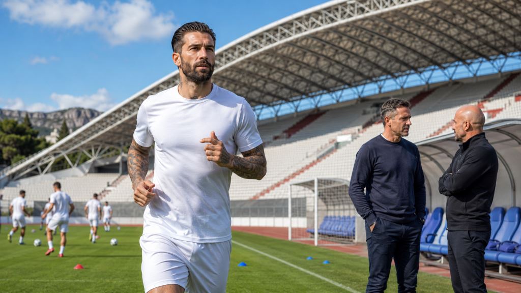 KI-Illustration: Livaja zurück im Hajduk-Training nach Gesprächen, Poljud richtet den Blick auf das Europaduell mit Žilina