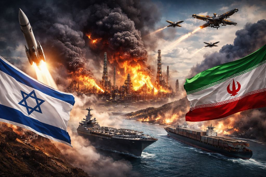 illustration IA: La guerre avec l’Iran entre dans une nouvelle phase : le conflit entre l’Iran, Israël et les États-Unis étend la crise au Moyen-Orient et aux marchés de l’énergie