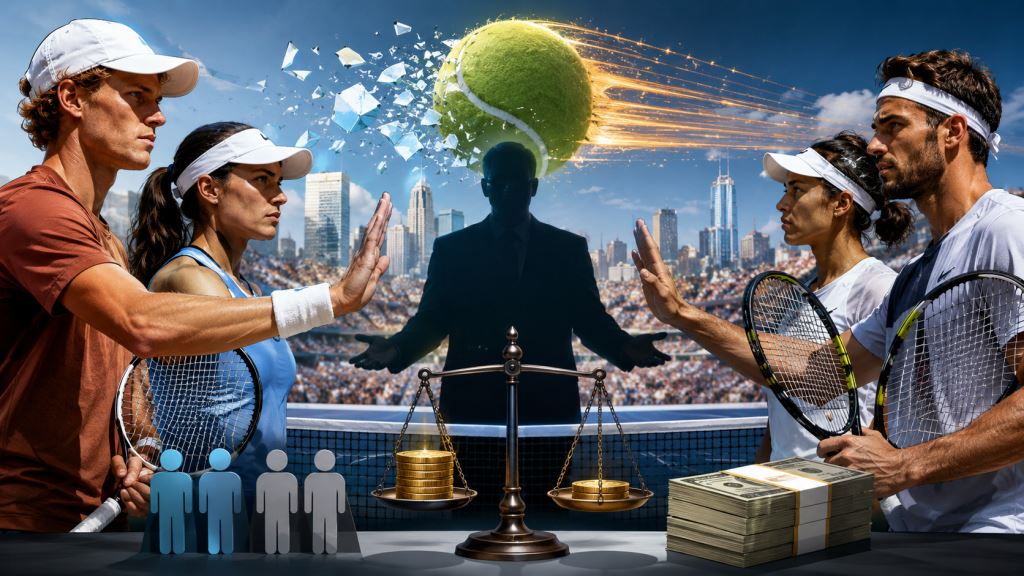 illustration IA: US Open sous tension: les stars envisagent un boycott du double mixte sur fond de partage des revenus