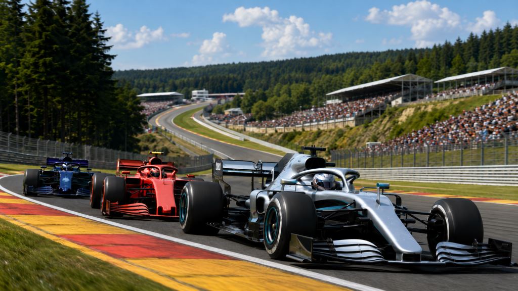 ilustracja AI: Kimi Antonelli wygrywa Grand Prix Belgii po walce z Leclerkiem i powiększa przewagę w mistrzostwach F1