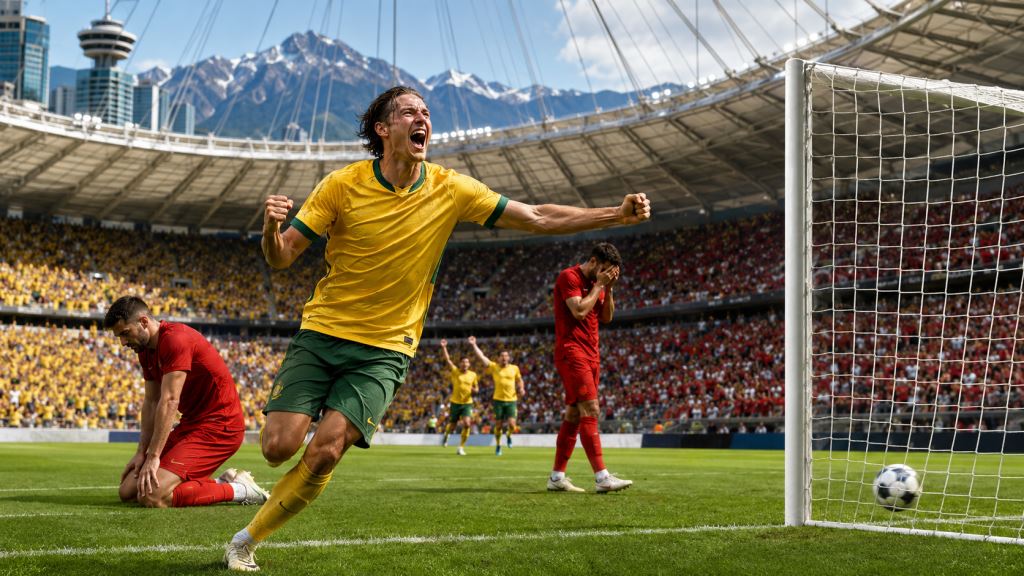AI illustration: Turkey start World Cup 2026 poorly as Australia win 2-0 in Vancouver Group D opener