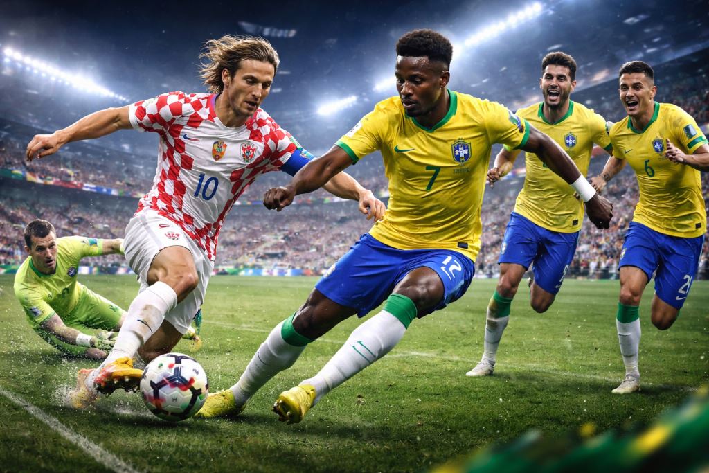 La Croatie a cédé face au Brésil dans le final à Orlando après être revenue dans le match et un penalty controversé