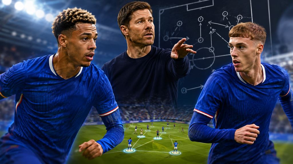 illustration IA: Le plan d'Alonso pour Rogers et Palmer: Chelsea mise en 2026/27 sur deux forces créatives complémentaires