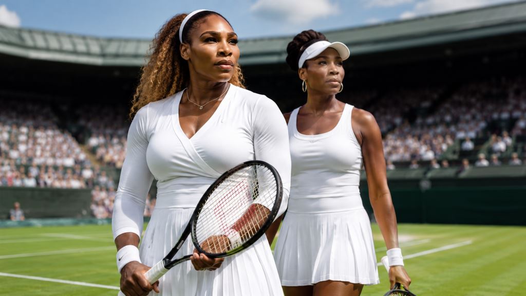 KI-Illustration: Serena Williams und Venus Williams in Wimbledon 2026: Doppel-Comeback und offene Einzel-Frage