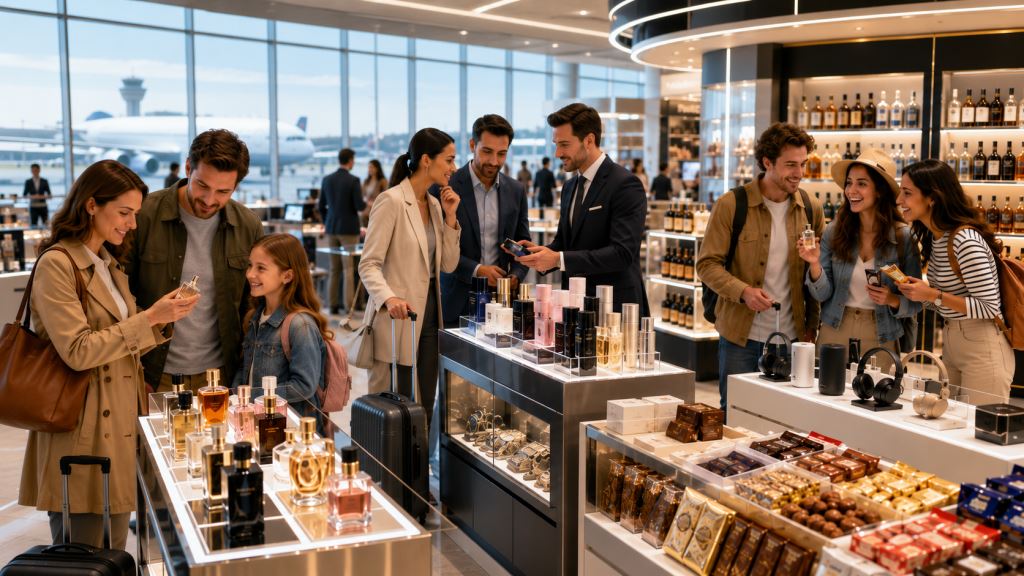 Einkaufen am Flughafen hängt immer stärker von Reisebegleitern, Familien, Kollegen und Freunden ab