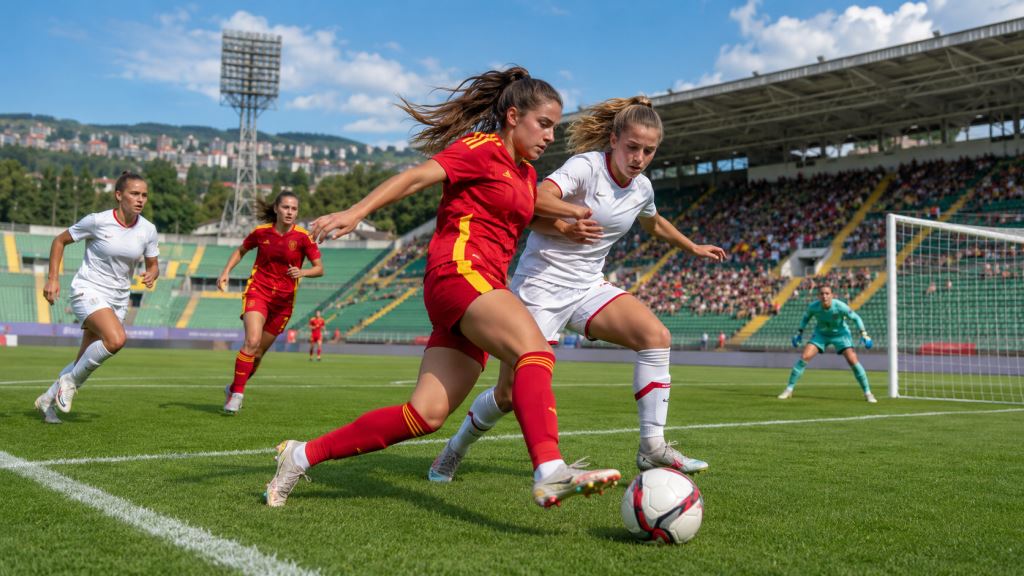 AI illustration: Switzerland hold Spain in Sarajevo as 2-2 draw reshapes Women's U19 EURO Group B from the first match