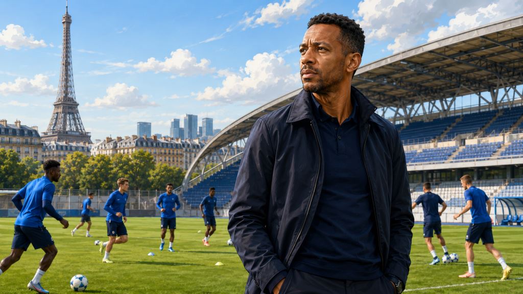 KI-Illustration: Liam Rosenior übernimmt Paris FC: Ligue-1-Rückkehr, Vertrag bis 2028 und neue Ziele des Klubs in Paris