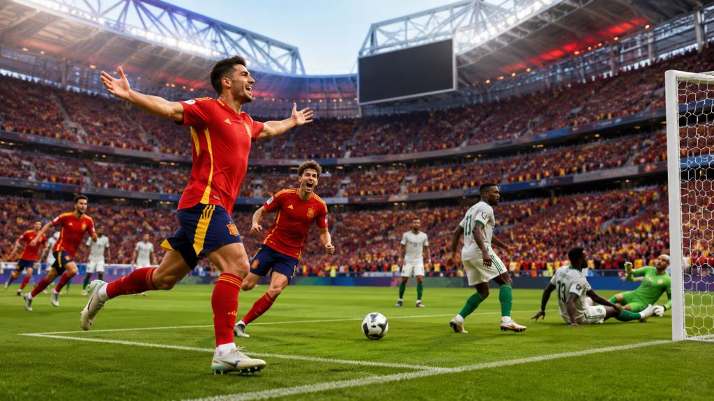 illustration IA: L’Espagne écrase l’Arabie saoudite 4-0 à Atlanta et reprend le contrôle du groupe H après des buts précoces