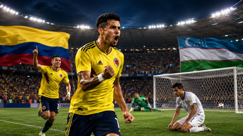 ilustracja AI: Kolumbia pokonała Uzbekistan 3:1 w Mexico City i mocno rozpoczęła grupę K MŚ 2026