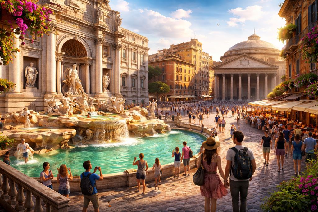Walking through Rome through the Colosseum, the Trevi Fountain and the living history of a city that captivates at every step