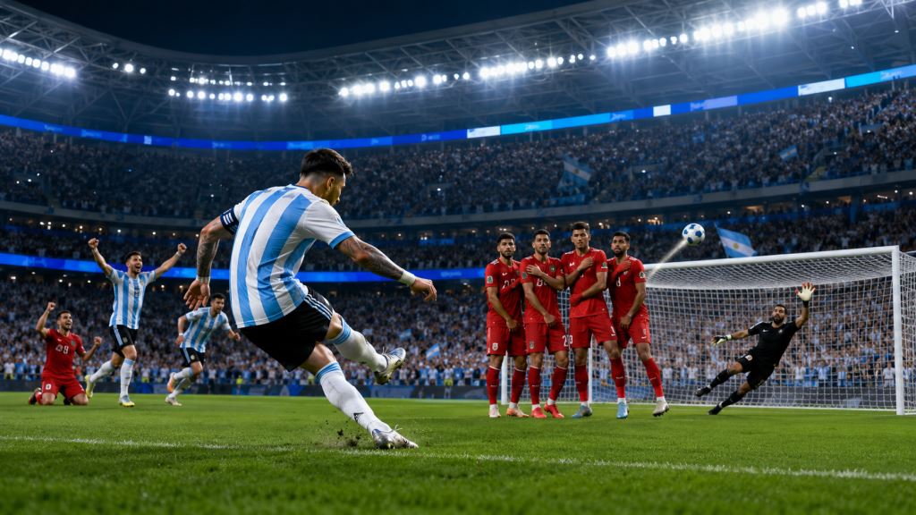 AI illustration: Argentina vs Jordan 3-1: Messi and world champions advance confidently at World Cup 2026 in Arlington