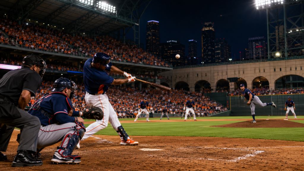 AI illustration: Astros 6-4 win over Twins in Houston after Altuve challenge and Yordan Alvarez grand slam in MLB season 2026