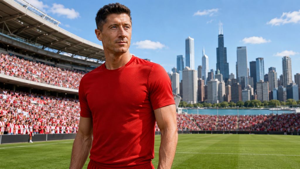 KI-Illustration: Lewandowski vor Chicago Fire: Abschied von Barcelona, großer MLS-Schritt und Chicagos polnische Verbindung