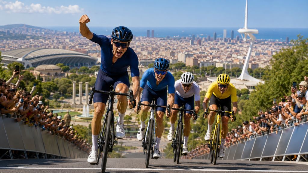 AI ilustracija: Isaac del Toro slavio u Barceloni, Pogačar drugi, Vingegaard ostao u žutom na Tour de Franceu 2026 nakon etape