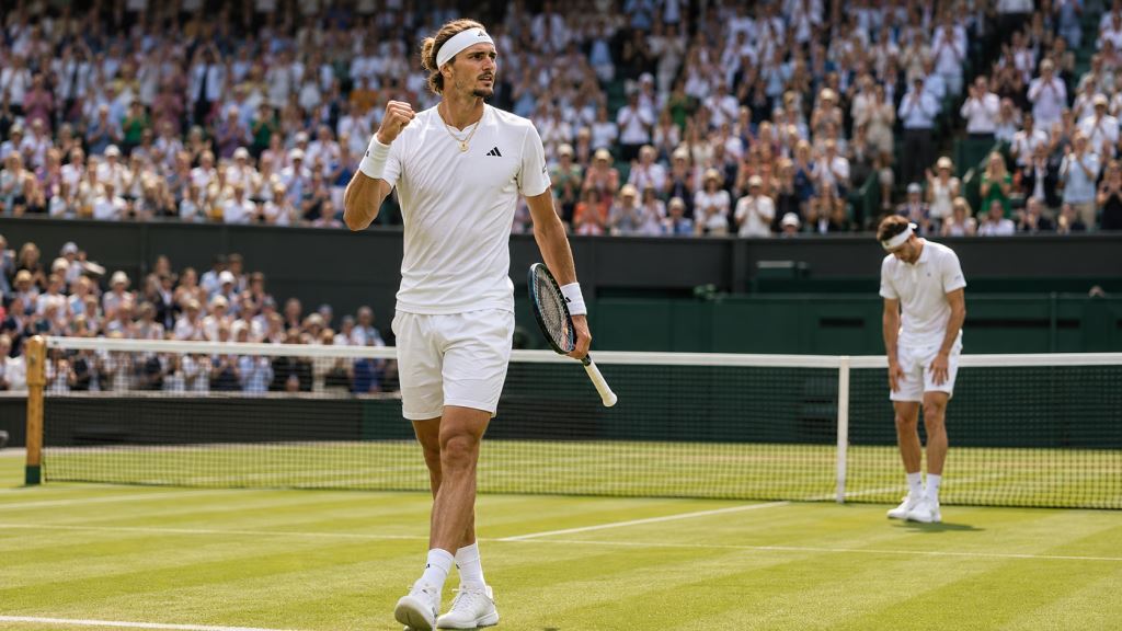 AI illustration: Alexander Zverev breaks Fritz streak at Wimbledon and reaches first All England Club semifinal on grass