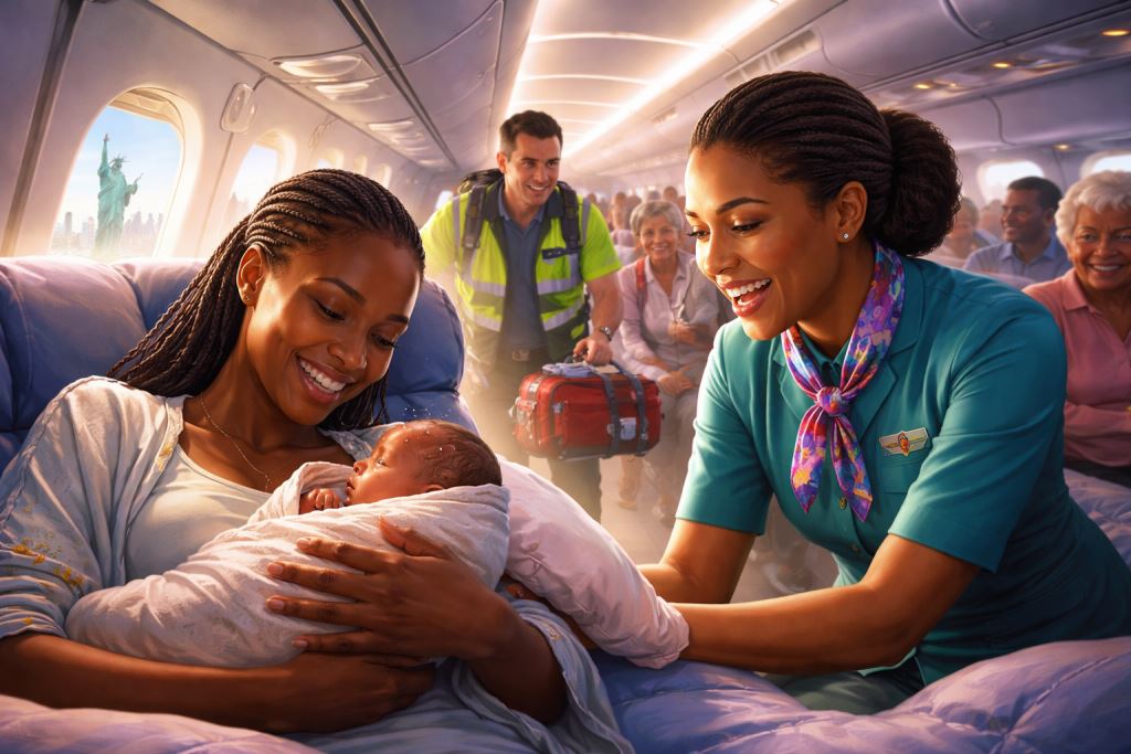 Geburt auf einem Flug von Kingston nach New York: Baby in einem Flugzeug von Caribbean Airlines vor der Landung am JFK geboren