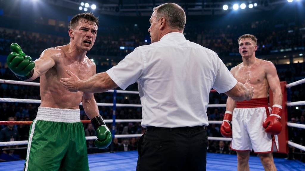 AI illustration: John Paul Hale attacks refereeing after Glasgow defeat and questions decisions that shaped the boxing bout