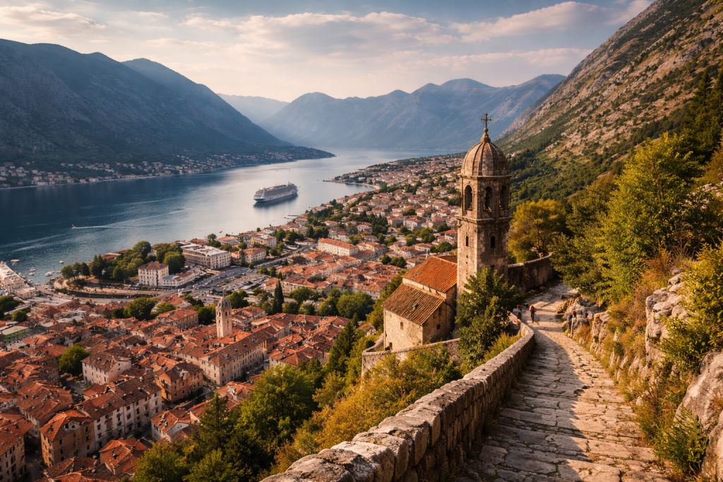 Kotor, Montenegro: wie die Altstadt, die Mauern und die Festung über der Bucht von Kotor einen der eindrucksvollsten Orte der Adria prägen