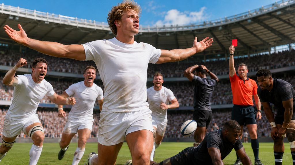 AI illustration: Pollock hat-trick drives England's 73-8 rout of Fiji before big Argentina test in Nations Championship