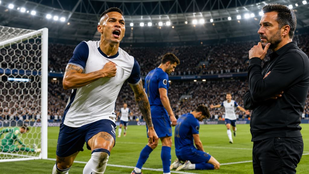 illustration IA: L'avenir de Richarlison à Tottenham reste incertain, De Zerbi attend la décision finale du Brésilien