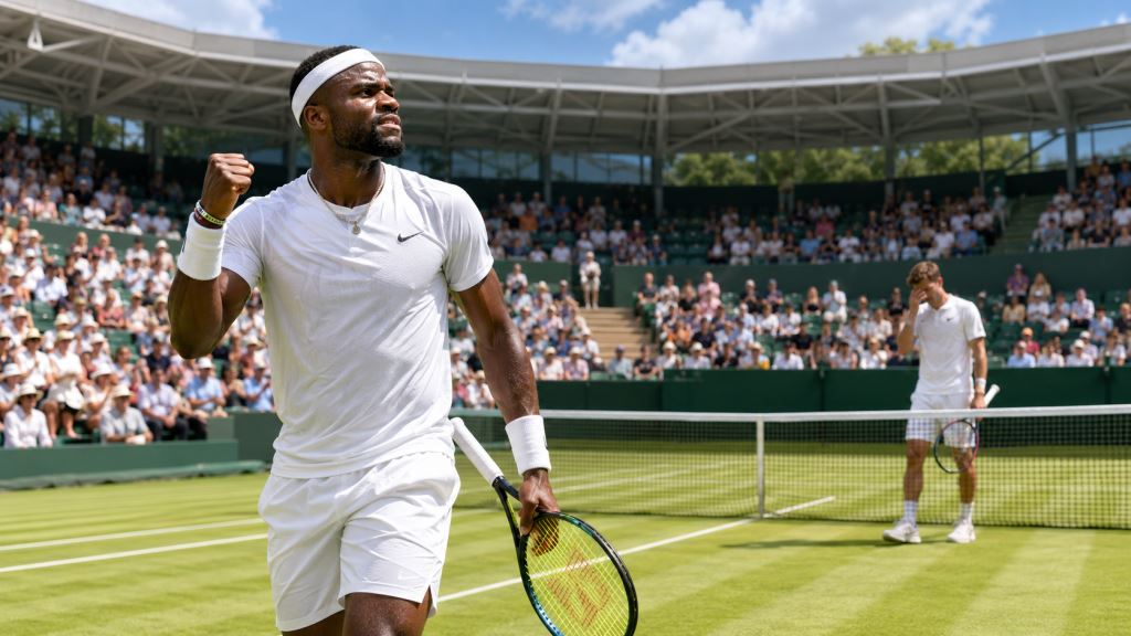 AI illustration: Frances Tiafoe’s 6-1, 6-3 win over Daniel Altmaier in Halle and American final against Taylor Fritz on grass