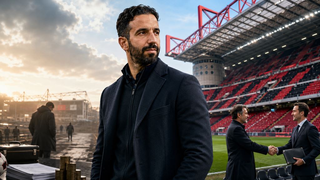 illustration IA: Ruben Amorim proche du banc de Milan: San Siro attend le coach portugais après Manchester United pour relancer le club