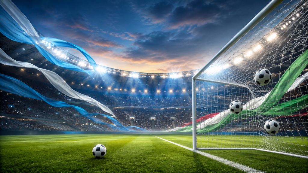 KI-Illustration: Messis Hattrick gegen Algerien bringt Argentinien den perfekten WM-Start und Kloses Rekord