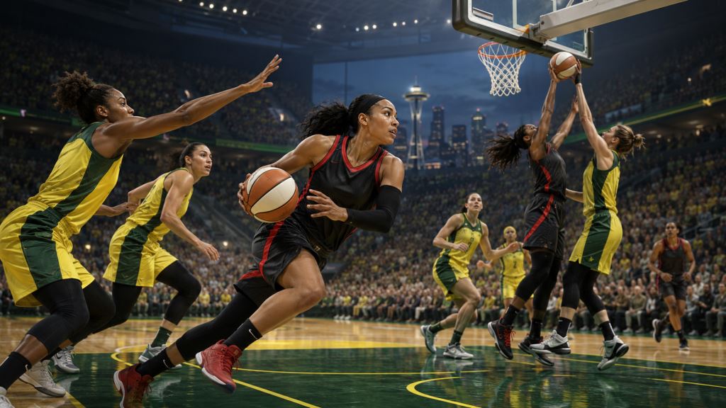 AI illustration: Portland Fire end road struggles in Seattle as Carla Leite scores 20 and rebounds decide key WNBA game