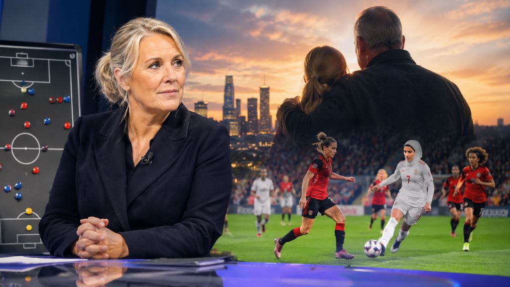 KI-Illustration: Emma Hayes bewegt Zuschauer mit Botschaft an ihren Vater bei ITV-Analyse zu Belgien gegen Iran