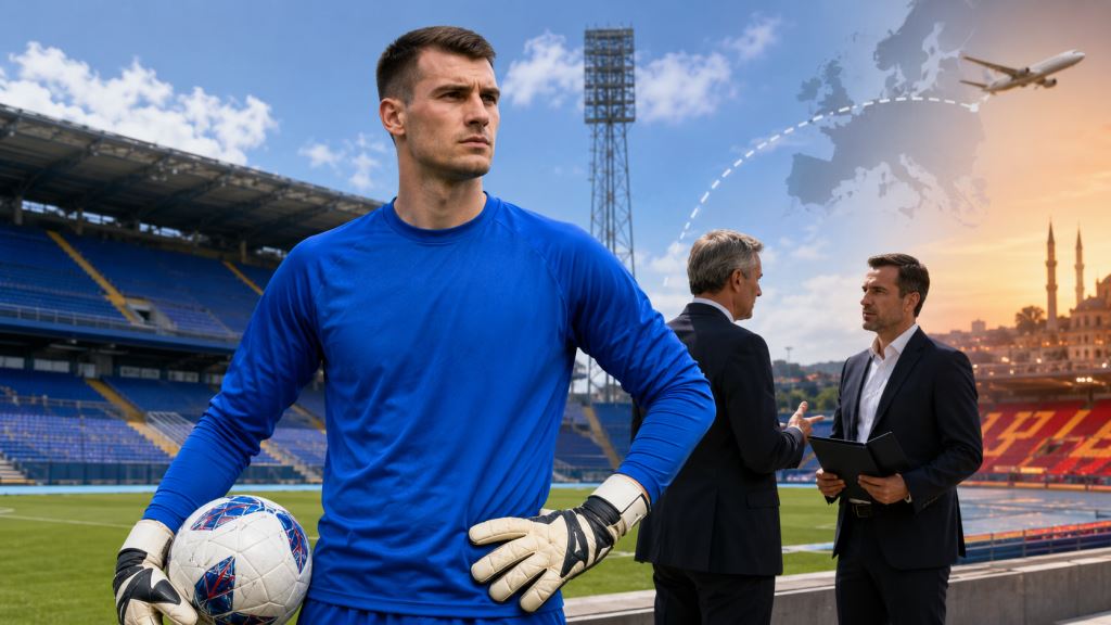 illustration IA: Dinamo et Livaković face aux négociations clés avec Fenerbahçe pour rester durablement à Zagreb après le prêt
