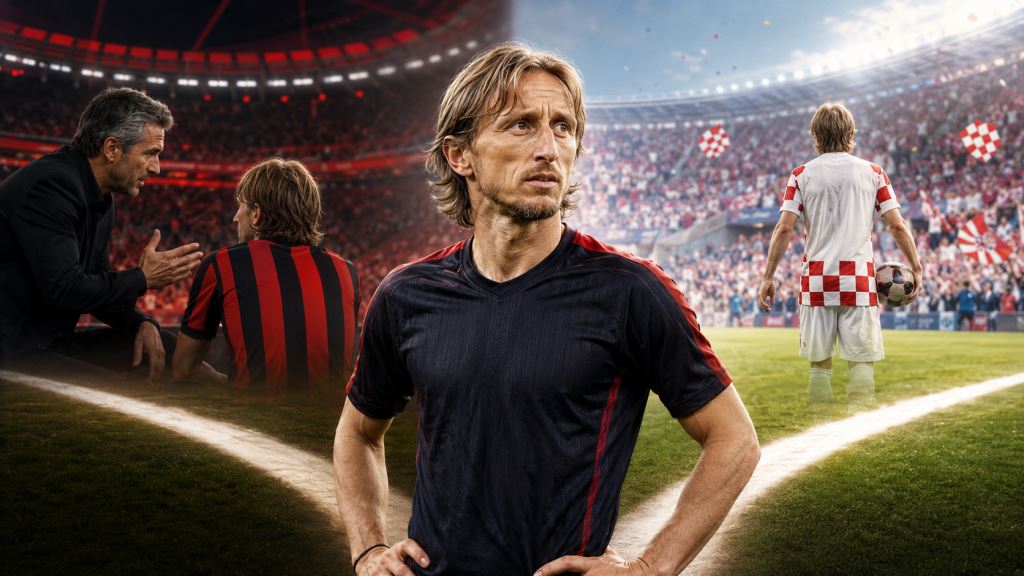 KI-Illustration: Luka Modrić zwischen AC Milan, Dinamo und Real Madrid nach Gespräch mit Rúben Amorim