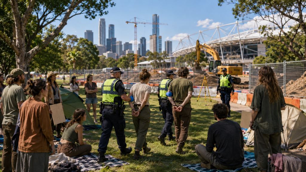 Brisbane 2032 and Victoria Park: police remove protesters before Olympic stadium construction begins
