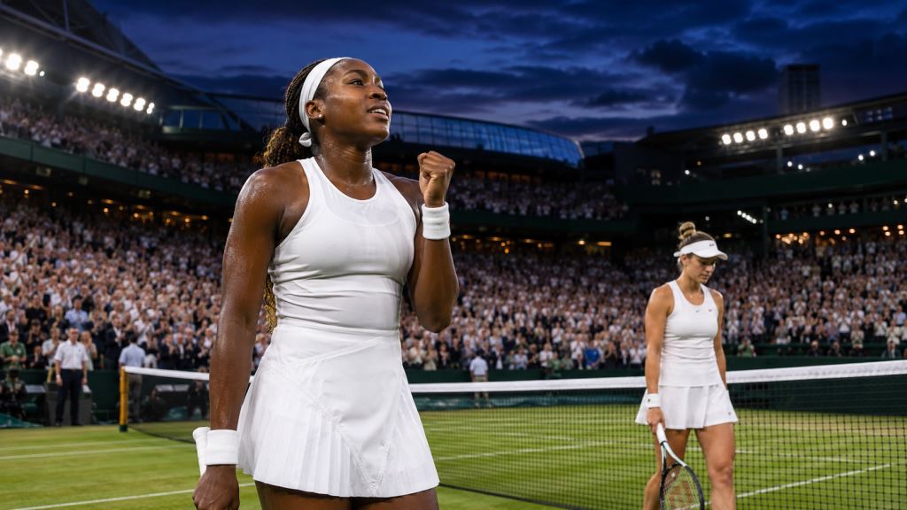 AI illustration: Coco Gauff comeback against Belinda Bencic sends her into first Wimbledon quarterfinal in London drama