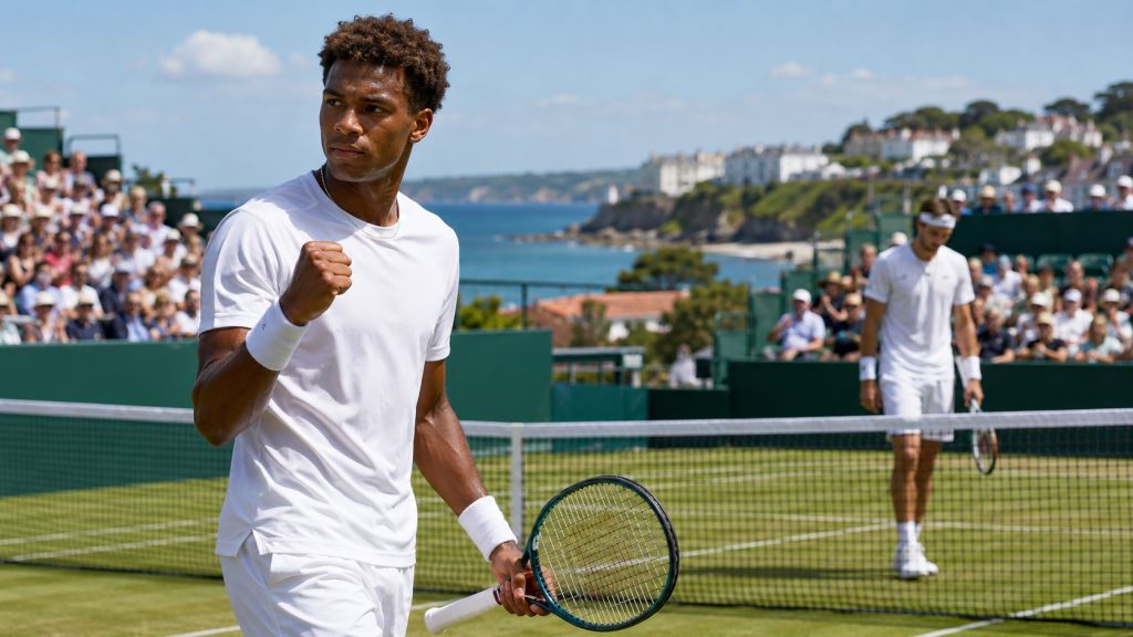 AI illustration: Gabriel Diallo completes comeback against Tomas Martin Etcheverry to reach Eastbourne quarterfinal