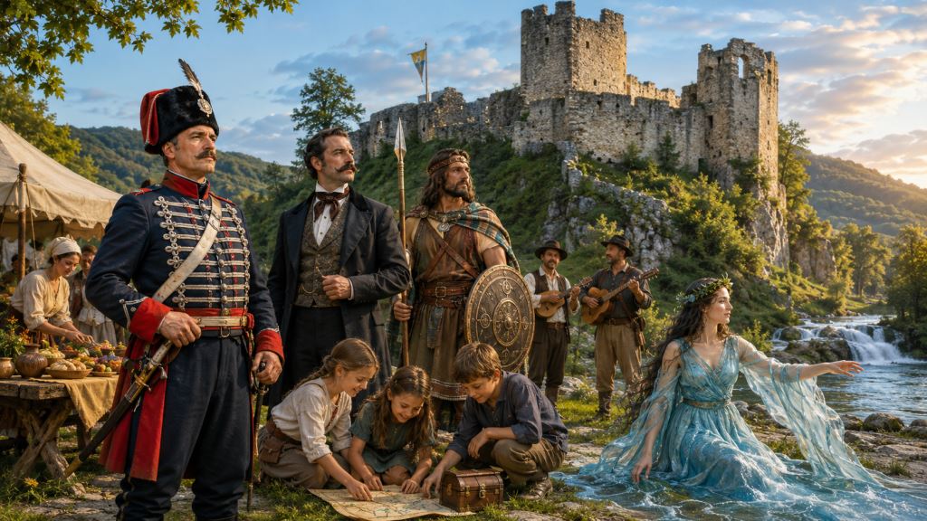 illustration IA: Légendes des Vallées de Plitvice au Stari Grad Drežnik le 26 juin avec programme familial enfants