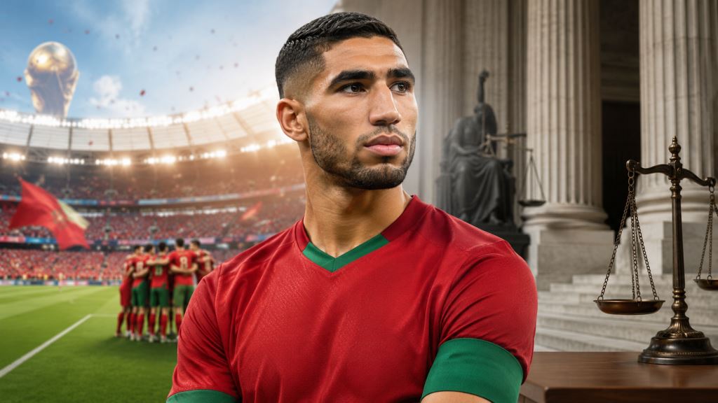 ilustracja AI: Achraf Hakimi przed procesem we Francji: Kapitan Maroka i obrońca PSG przegrał apelację