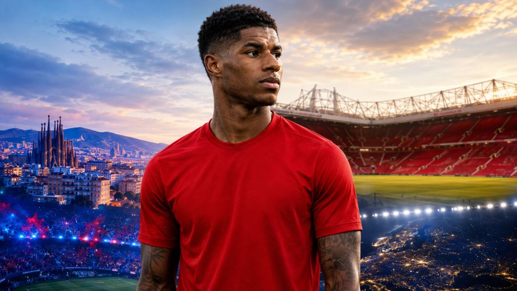 AI ilustracija: Marcus Rashford pred ostankom u Manchester Unitedu nakon posudbe u Barceloni i odluke Michaela Carricka