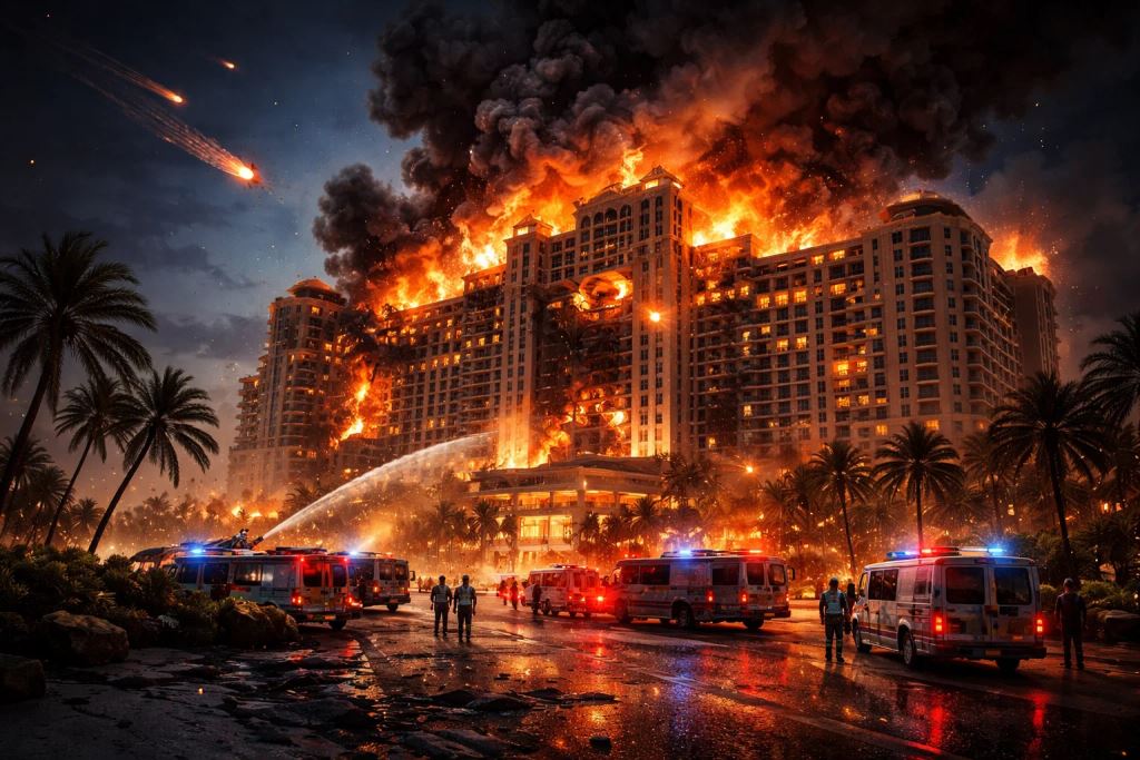 Incendio en Fairmont The Palm en Palm Jumeirah en Dubái: cuatro heridos tras ataques iraníes, continúa la investigación