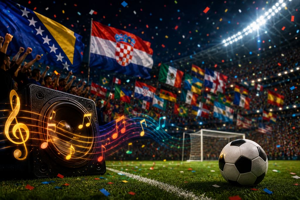 KI-Illustration: Bosnien und Herzegowina weit oben in der WM-Musikrangliste, Kroatien nur auf Platz 41